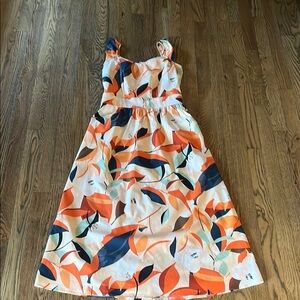 Ann Taylor mid Dress in Orange and Blue Floral Size 00P